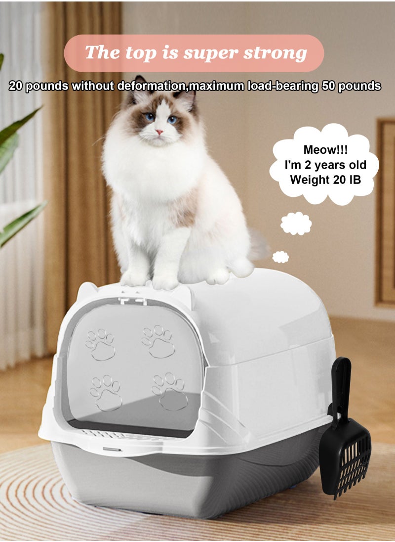 URbazaar - Enclosed Cat Litter Boxes Plastic Cat Litter Box with Lid and Door Closed Anti-Splshing Standard Kitten Toilet with Sifting Pedal and Litter Scoop for Kitty - Image 1