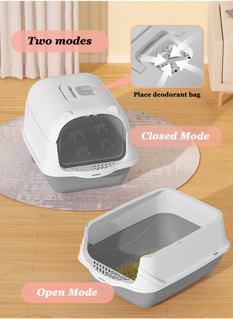 URbazaar - Enclosed Cat Litter Boxes Plastic Cat Litter Box with Lid and Door Closed Anti-Splshing Standard Kitten Toilet with Sifting Pedal and Litter Scoop for Kitty - Image 1