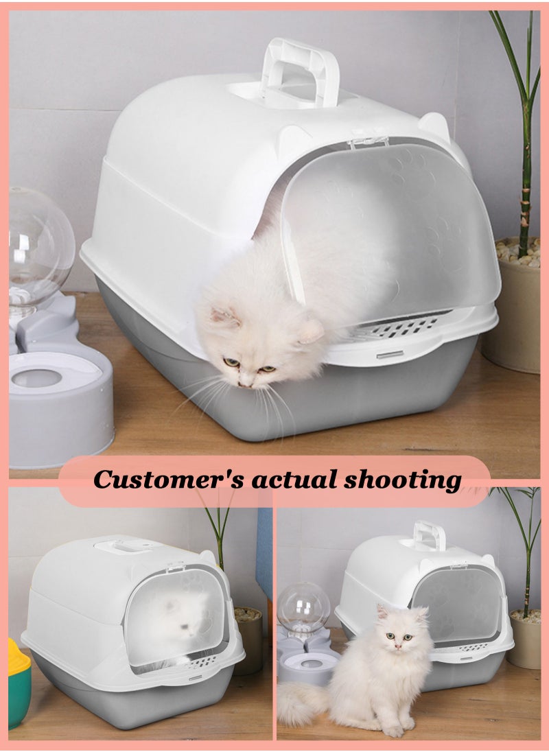 URbazaar - Enclosed Cat Litter Boxes Plastic Cat Litter Box with Lid and Door Closed Anti-Splshing Standard Kitten Toilet with Sifting Pedal and Litter Scoop for Kitty - Image 1