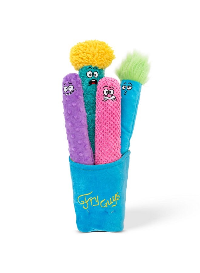 DTTRA GURU Pet: Fry Guy: 5 Piece Set - Medium - 4 Plush Dog Toys w/Holder, Squeaks & Crinkles, Fry Shape Characters, Durable Fabric, Chew-Fetch-Thrash-Play - Image 1