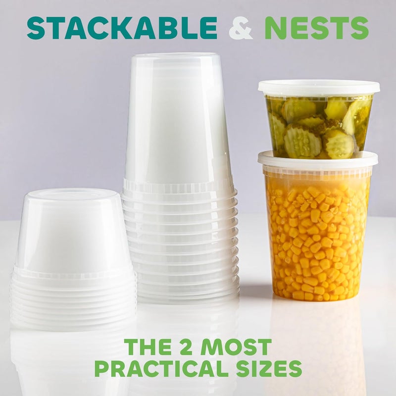 JoyServe Deli Food Storage Containers with Lids - (48 Sets) 24-32 Oz Quart Size & 24-16 Oz Pint Size Plastic Airtight Takeout Meal Prep Storage, BPA-Free, Dishwasher, Microwave Safe - Image 3
