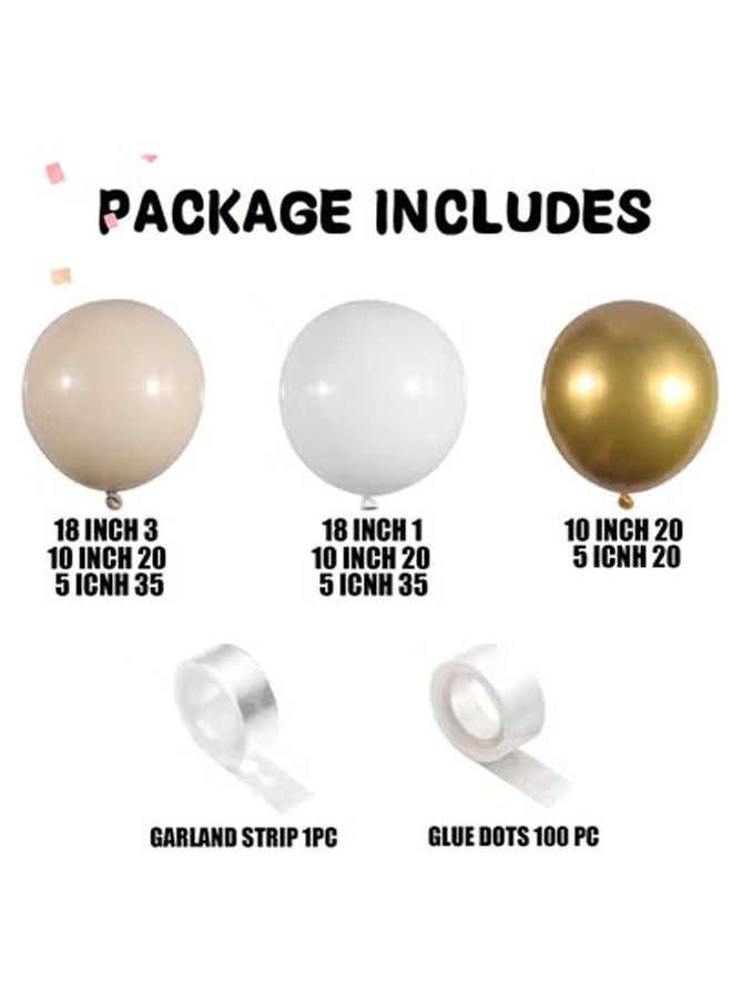 Peachjoy 156 PCS White Sand Gold Balloons Garland Arch Kit, White Nude and Metallic Chrome Gold Balloons for Boho Wedding, Baby Shower, Bridal Shower, Engagement, Anniversary, Birthday Decorations  - Image 2