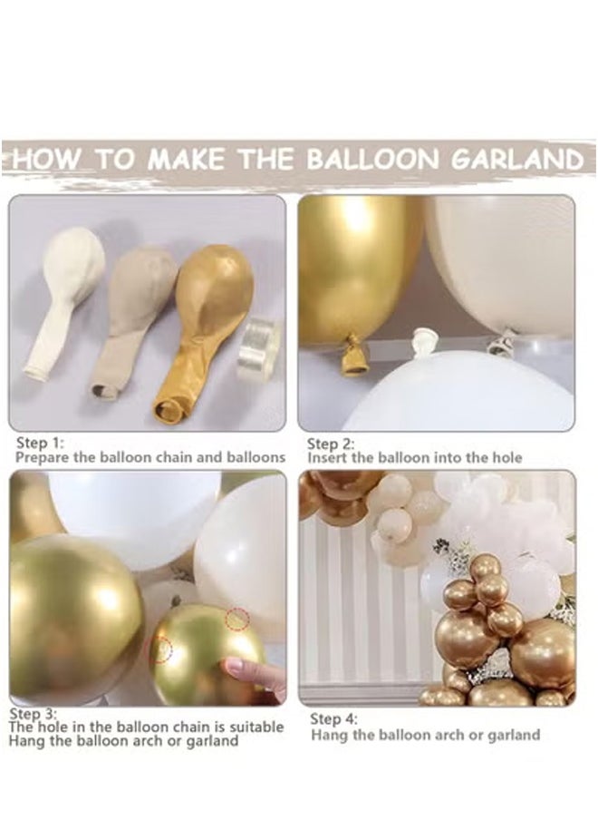 Peachjoy 156 PCS White Sand Gold Balloons Garland Arch Kit, White Nude and Metallic Chrome Gold Balloons for Boho Wedding, Baby Shower, Bridal Shower, Engagement, Anniversary, Birthday Decorations  - Image 5
