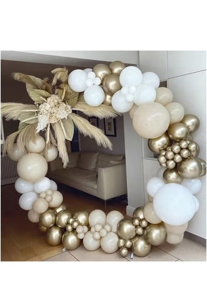 Peachjoy 156 PCS White Sand Gold Balloons Garland Arch Kit, White Nude and Metallic Chrome Gold Balloons for Boho Wedding, Baby Shower, Bridal Shower, Engagement, Anniversary, Birthday Decorations  - Image 3