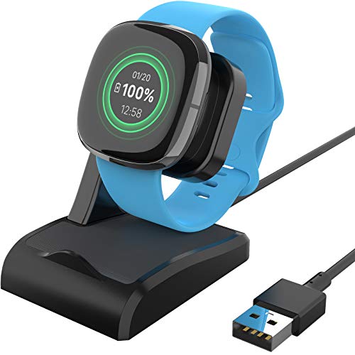 EUCARLOS Charger Dock Compatible With Fitbit Sense/Sense 2/Versa 4/Versa 3 Charger Stand Charging Cable Dock Station Base Cradle With Usb Cord Replacement 3 Smart WatchLaptops,Pack of 1 - Image 1