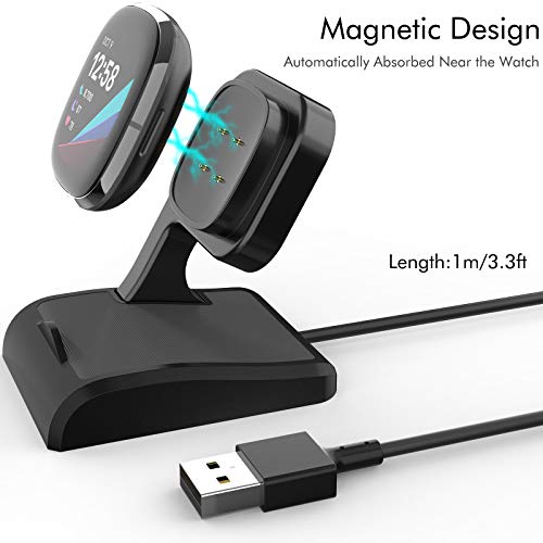 EUCARLOS Charger Dock Compatible With Fitbit Sense/Sense 2/Versa 4/Versa 3 Charger Stand Charging Cable Dock Station Base Cradle With Usb Cord Replacement 3 Smart WatchLaptops,Pack of 1 - Image 3