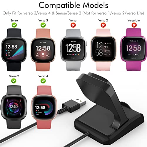 EUCARLOS Charger Dock Compatible With Fitbit Sense/Sense 2/Versa 4/Versa 3 Charger Stand Charging Cable Dock Station Base Cradle With Usb Cord Replacement 3 Smart WatchLaptops,Pack of 1 - Image 2