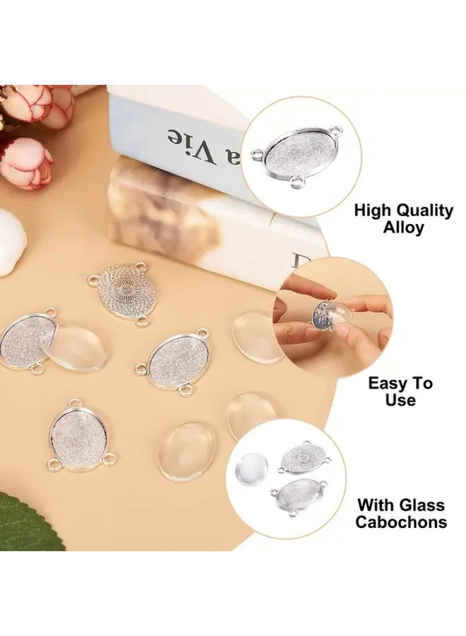 6 مجموعات DIY لصنع المجوهرات مع إطارات سبائك على الطراز التبتي وأحجار كابوشون زجاجية - Image 5