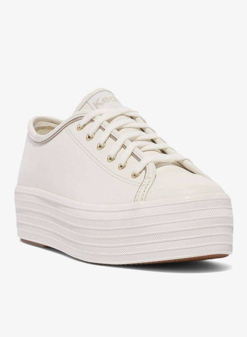 Keds Women's Triple Up Leather Piping Casual Sneaker White - Image 3