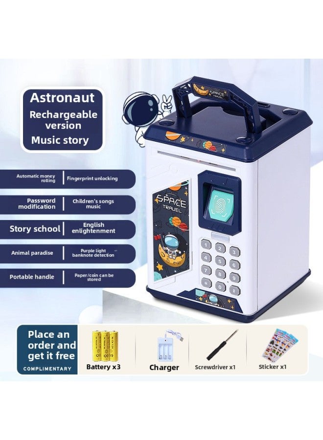 2024 Boys And Girls Password Box Large Capacity Can Be Saved For Boys Astronauts Children's Savings Piggy Bank-Color:906 Pink Planet Cat—18 Major Function Face Recognition Automatic Door Opening—battery Version - Image 4