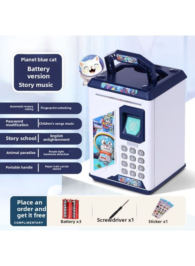 2024 Boys And Girls Password Box Large Capacity Can Be Saved For Boys Astronauts Children's Savings Piggy Bank-Color:906 Pink Planet Cat—18 Major Function Face Recognition Automatic Door Opening—battery Version - Image 5