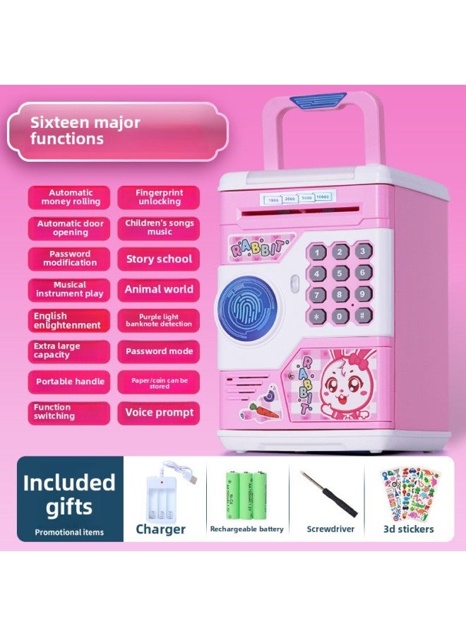 2024 Boys And Girls Password Box Large Capacity Can Be Saved For Boys Astronauts Children's Savings Piggy Bank-Color:906 Pink Planet Cat—18 Major Function Face Recognition Automatic Door Opening—battery Version - Image 3