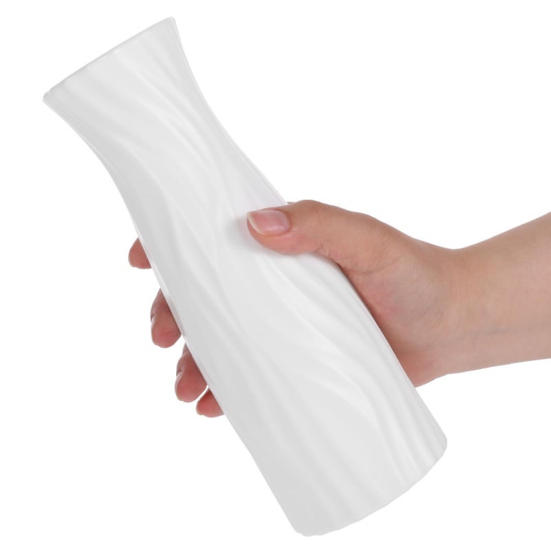 Limbeuuu 12 Pack Composite Plastic Flower Vase, White Tall Conic Floral Vase Home Decor Centerpieces, Unbreakable Vases for Decor Living Room - Image 5