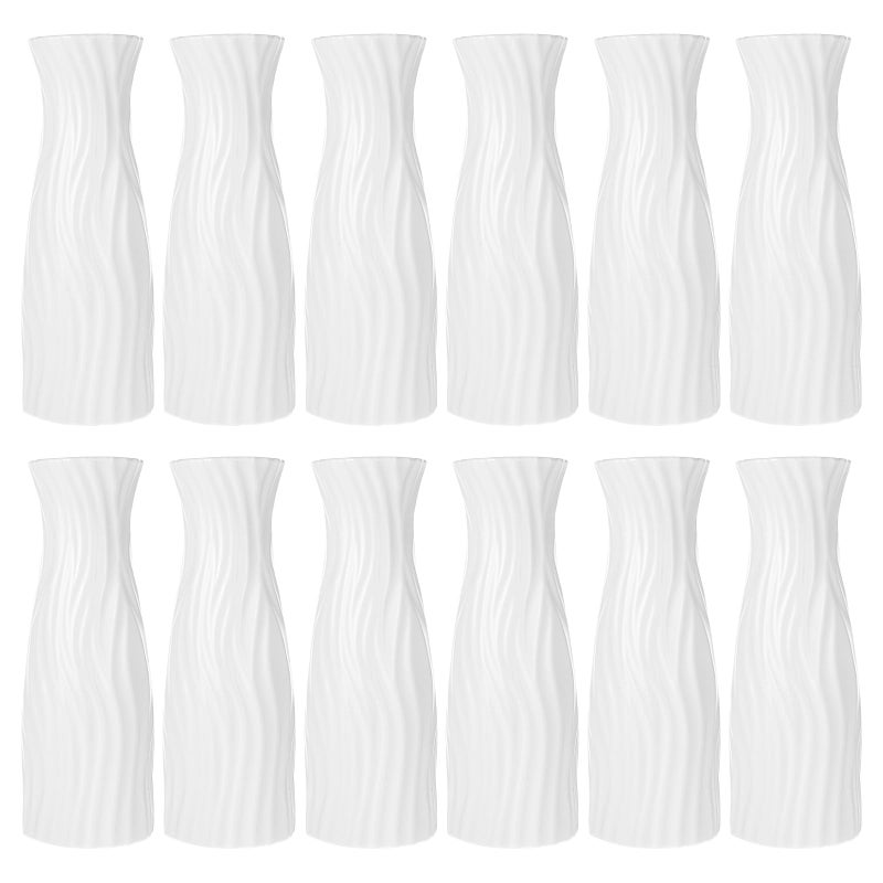 Limbeuuu 12 Pack Composite Plastic Flower Vase, White Tall Conic Floral Vase Home Decor Centerpieces, Unbreakable Vases for Decor Living Room - Image 1