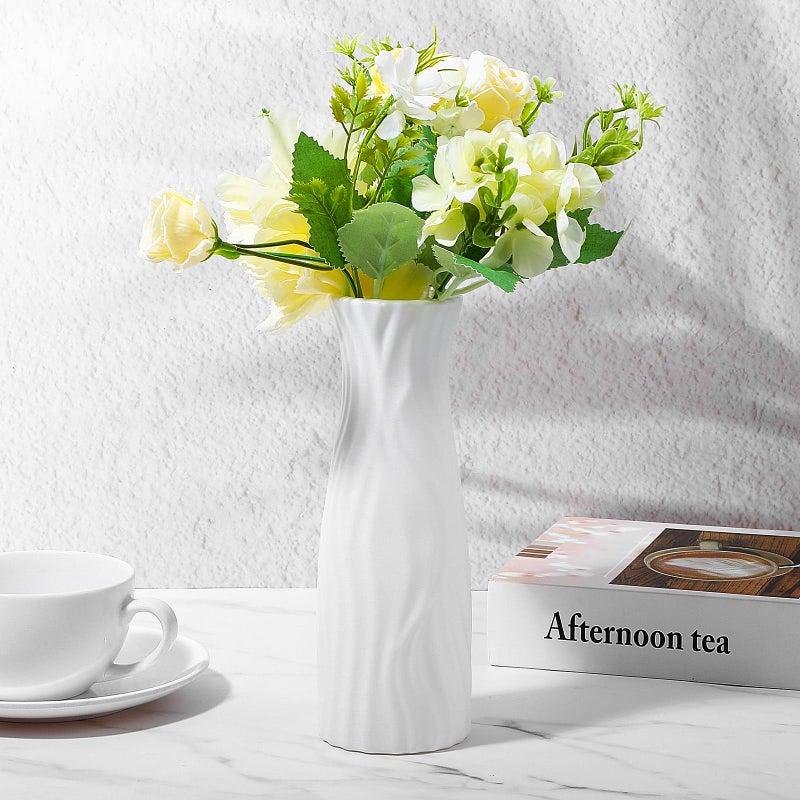 Limbeuuu 12 Pack Composite Plastic Flower Vase, White Tall Conic Floral Vase Home Decor Centerpieces, Unbreakable Vases for Decor Living Room - Image 4