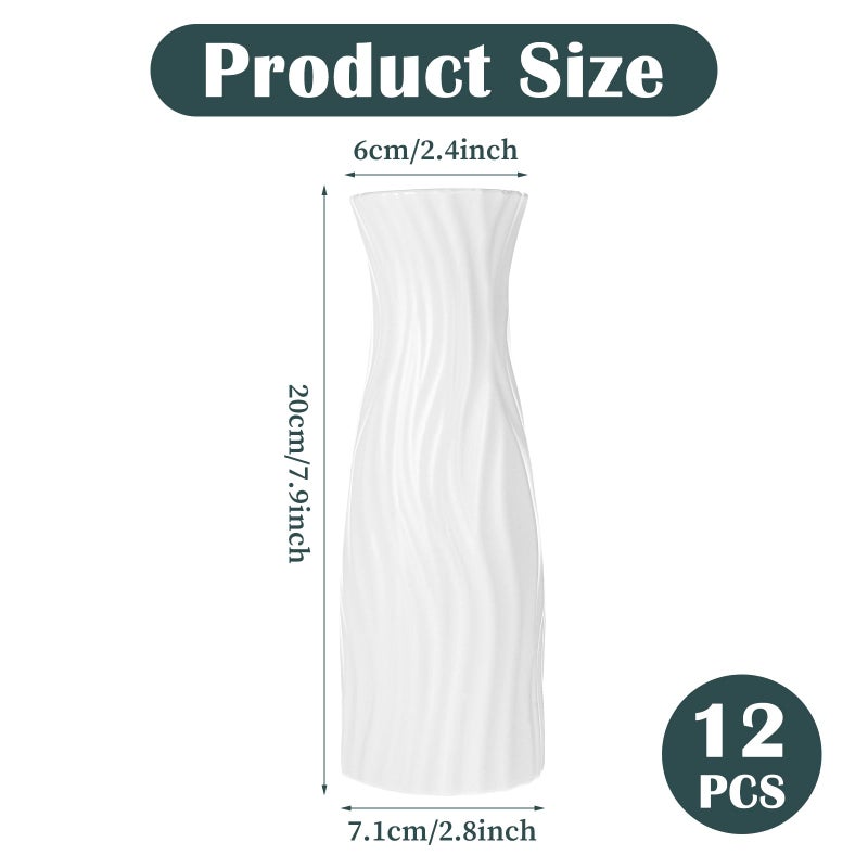 Limbeuuu 12 Pack Composite Plastic Flower Vase, White Tall Conic Floral Vase Home Decor Centerpieces, Unbreakable Vases for Decor Living Room - Image 2