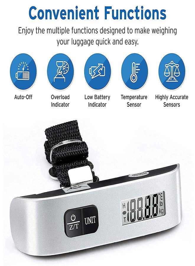 KANAbee Luggage Scale, Digital Portable Handheld Suitcase Weight for Travel with Rubber Paint, Temperature Sensor, 50 KG, (Belt Luggage Scale) - Image 2