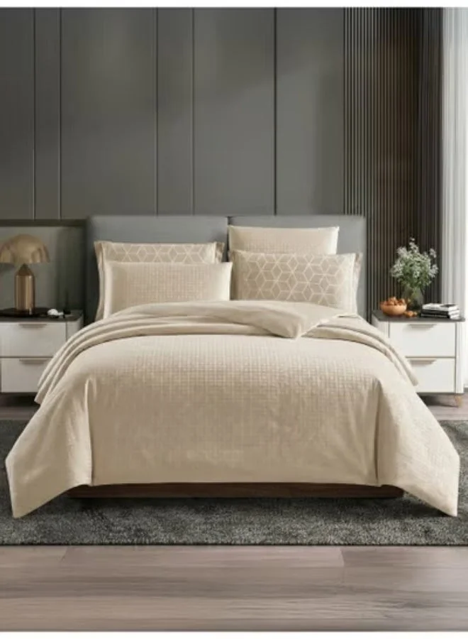 دوناتيلا طقم غطاء لحاف هندسي، مقاس كوين يناسب سرير بمقاس 180×200 سم - طقم سرير مكون من 4 قطع، قماش ميكروفايبر ممشط - 1 غطاء لحاف، 1 شرشف مطاطي، 1 كيس مخدة شام، 1 كيس مخدة (الحشوة غير متضمنة)