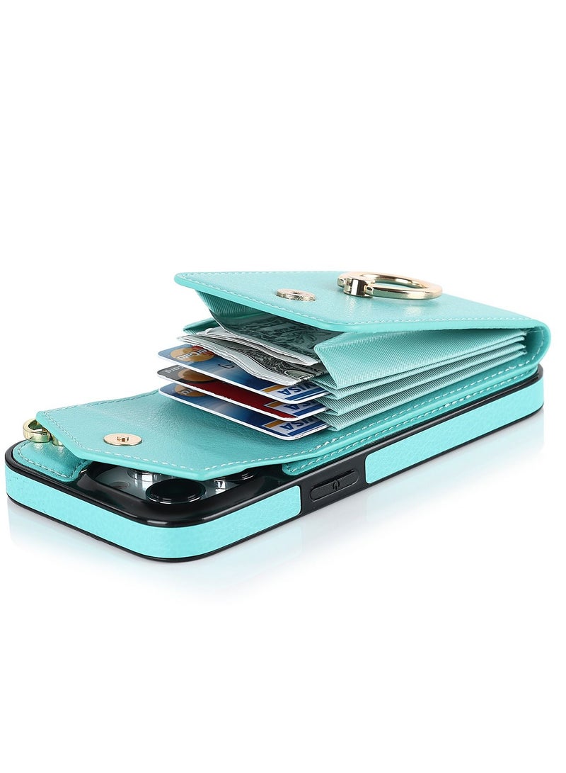 Suteni Back Cover Leather Ring Buckle Card Slots Phone Case for iPhone  - Image 3