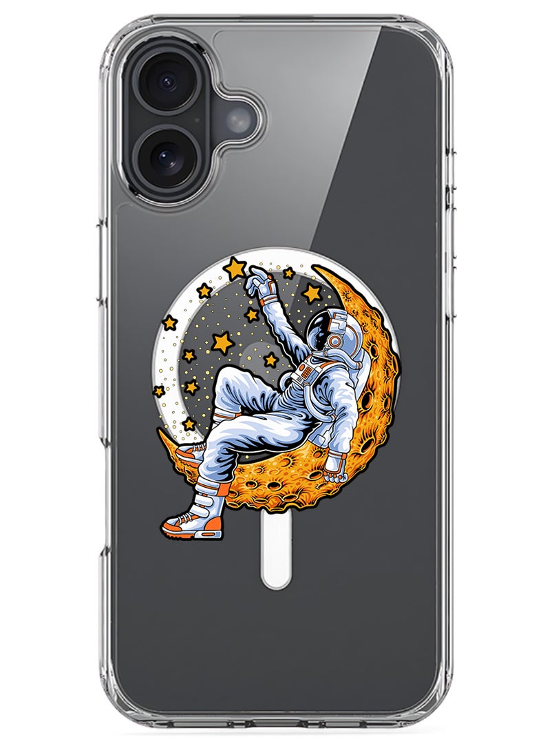 Theodor Magnetic Case for Apple iPhone 17 Compatible with MagSafe Wireless Charging, Shockproof Phone Bumper Cover - Astronaut lying on moon - Image 1