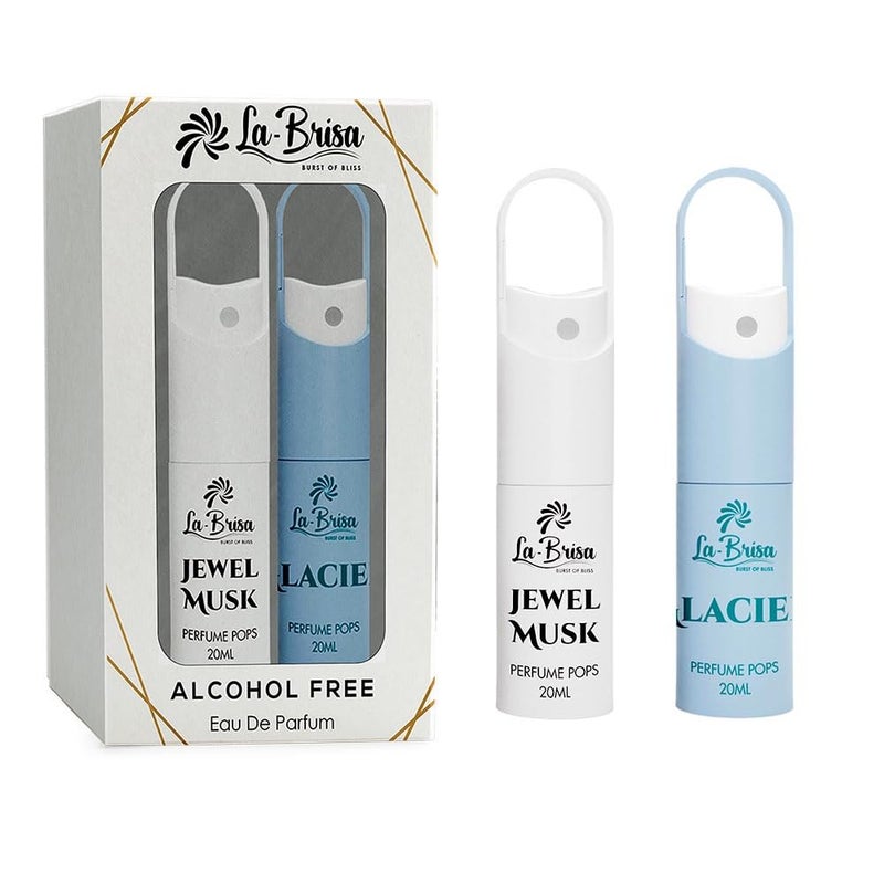 LABRISA LA BRISA Jewel Musk Glacier Alcohol Free Perfume Pops Combo Pack Long Lasting Unisex Water Perfume Eau De Parfum 20ml x 2pcs  - Image 1
