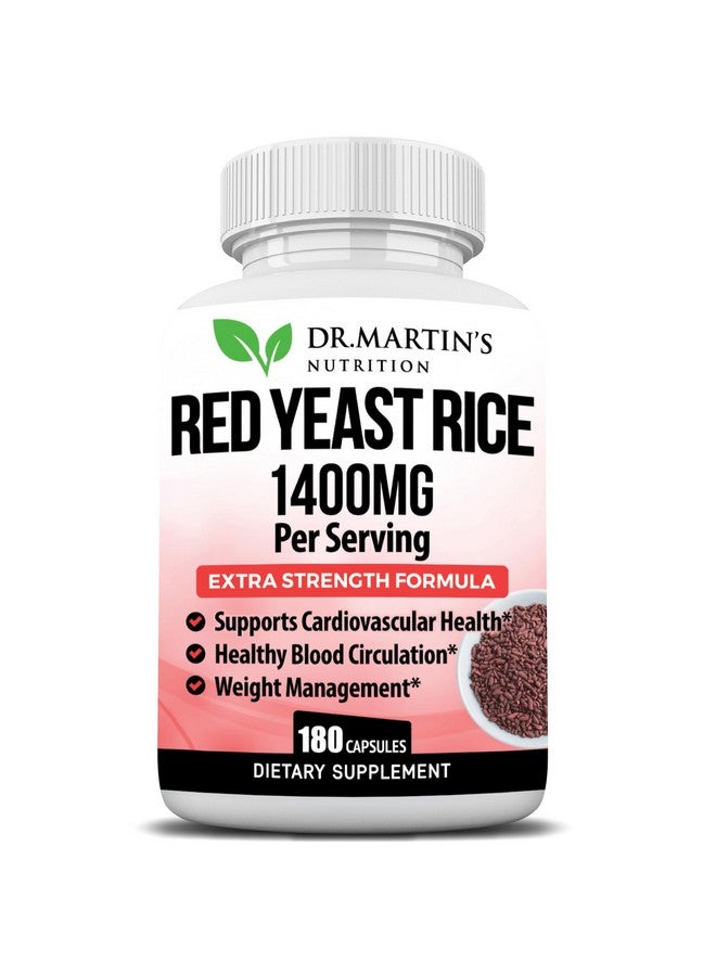 DR. MARTIN'S NUTRITION Red Yeast Rice Extract 1400mg Supplement 180 Count | Maintain Healthy Cholesterol Levels | Supports Cardiovascular & Blood Circulation For Healthy Heart, Digestion, Weight Management & Overall Health - Image 1