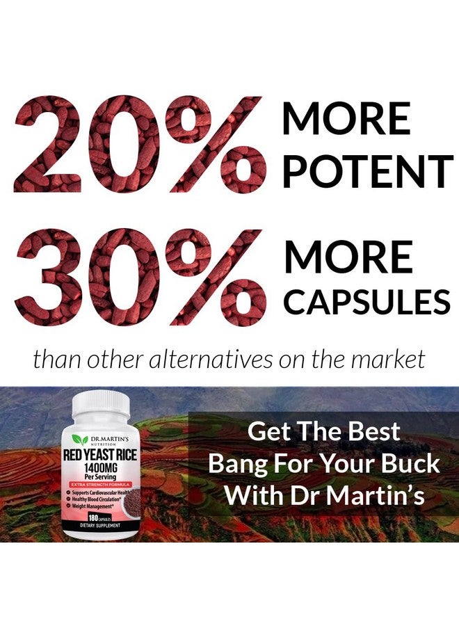 DR. MARTIN'S NUTRITION Red Yeast Rice Extract 1400mg Supplement 180 Count | Maintain Healthy Cholesterol Levels | Supports Cardiovascular & Blood Circulation For Healthy Heart, Digestion, Weight Management & Overall Health - Image 2