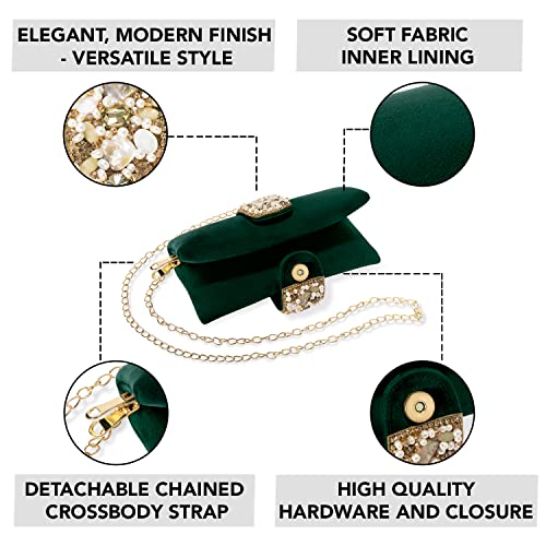 Peora Green Clutch Purses for Women Handmade Evening Sling Handbag Stylish Bridal Fashion Clutch Bag for Girls (C01GRN) - Image 3