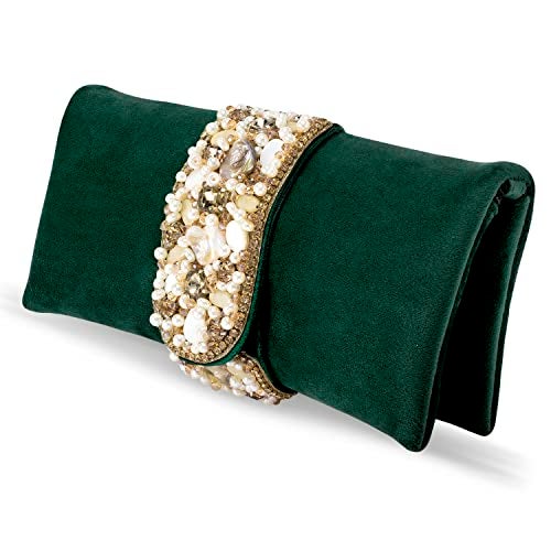 Peora Green Clutch Purses for Women Handmade Evening Sling Handbag Stylish Bridal Fashion Clutch Bag for Girls (C01GRN) - Image 5