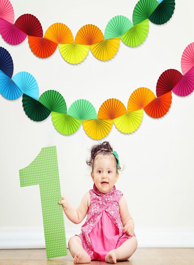 Weekgrat 3 Pack Wedding Paper Fans Garland 15.6ft Colorful Background Ceiling Hanging Decorations Set for Birthday Party Supplies 3D Bachelorette Party Decorations (Rainbow) - Image 5