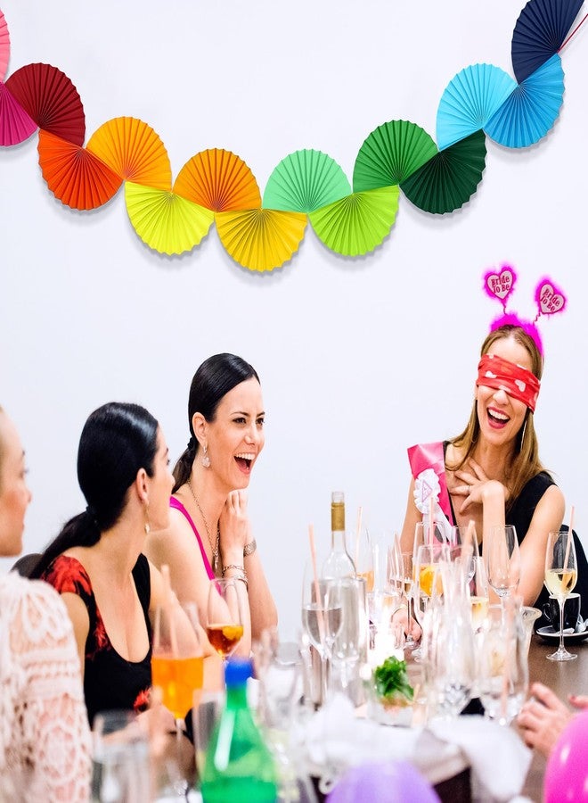 Weekgrat 3 Pack Wedding Paper Fans Garland 15.6ft Colorful Background Ceiling Hanging Decorations Set for Birthday Party Supplies 3D Bachelorette Party Decorations (Rainbow) - Image 4