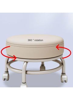 DubaiGallery Rolling Stool with 360°Swivel Caster, Low Roller Seat Wheel Stool Chair, PU Leather Rolling Stool, Sturdy Movable Mini Stool for Home Office Garage Shop  - Image 2