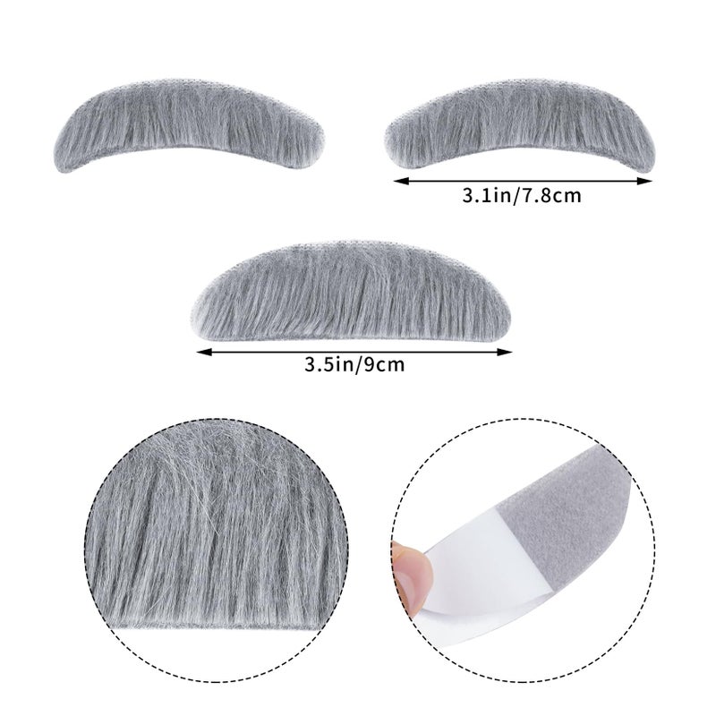 mifengda Kids Old Man Costume 100 Day of School Grandpa Costume for Boys 1920s Old Man Outfit Halloween Dress Up Set Including Bow Tie Beard Eyebrow Suspenders Glasses for Kids Boy Halloween (Khaki) - Image 2