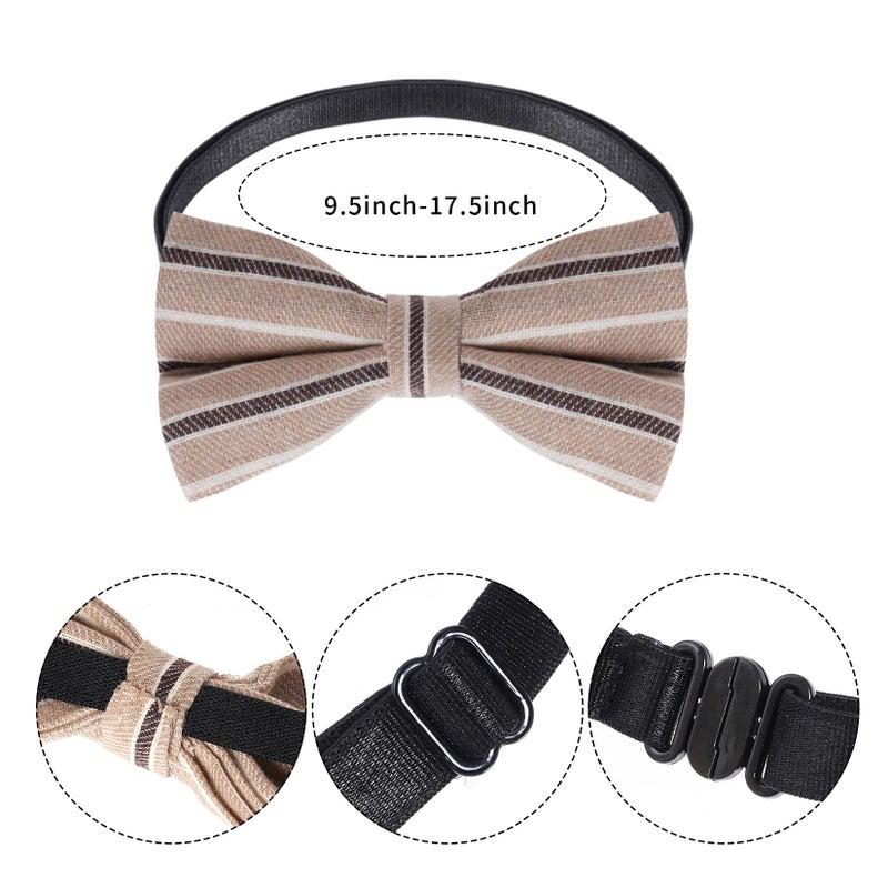 mifengda Kids Old Man Costume 100 Day of School Grandpa Costume for Boys 1920s Old Man Outfit Halloween Dress Up Set Including Bow Tie Beard Eyebrow Suspenders Glasses for Kids Boy Halloween (Khaki) - Image 3