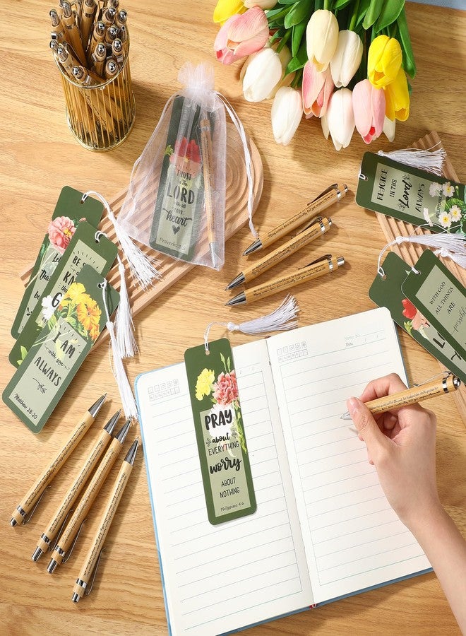 Spakon 35 Sets Mother's Day Church Gifts Bible Verse Bookmarks Inspirational Bamboo Pens Gift Bags Mom Christian Gifts Bulk Religious Mothers Day Party Favors - Image 4