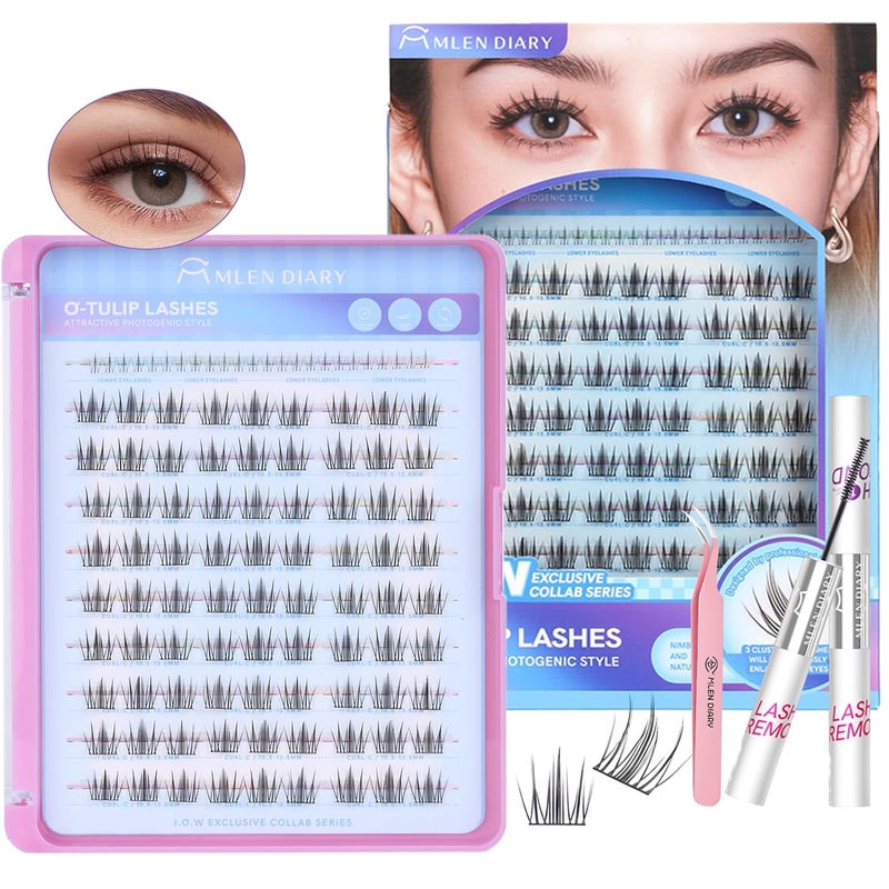 MLEN DIARY Natural Lash Clusters with Remover, 114 Pcs Wispy DIY Eyelash Extensions Kit, Handmade Lightweight Compact Design, Gift for Beauty Lovers, C Curl - Image 2