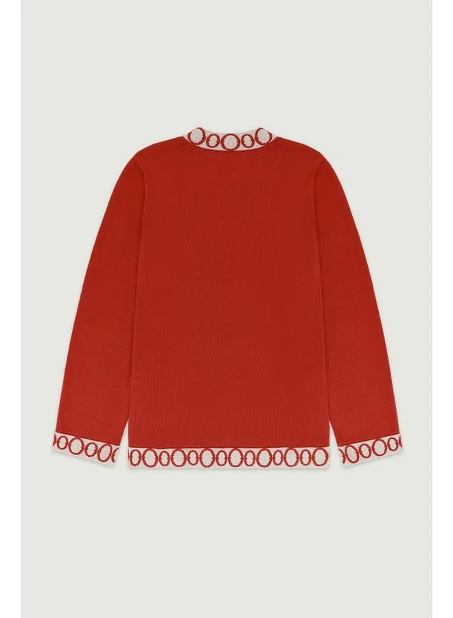 Mısırlı 1951 Women’s Cardigan with Kiremit Stone Geometric Motif