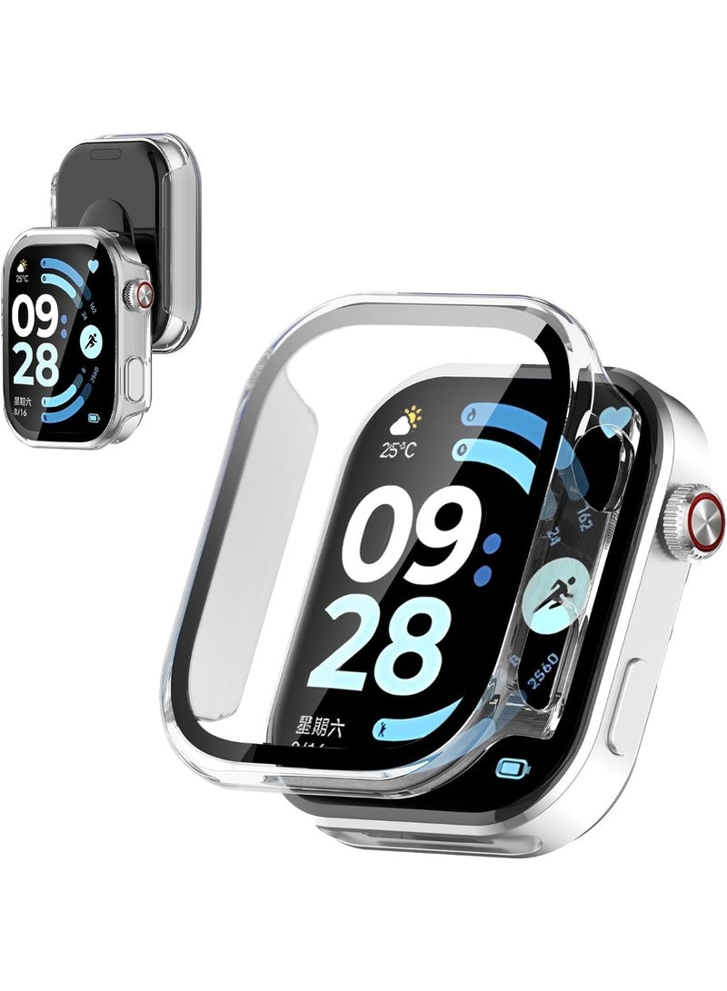 حالة مع حامي شاشة زجاجي مقلص متوافق مع Redmi Watch 6 (2025 صدر) ، غطاء كامل لحماية حاجات الكمبيوتر الشخصي الصلبة غطاء الوجه لـ Redmi Watch 6 (واضح) - Image 1