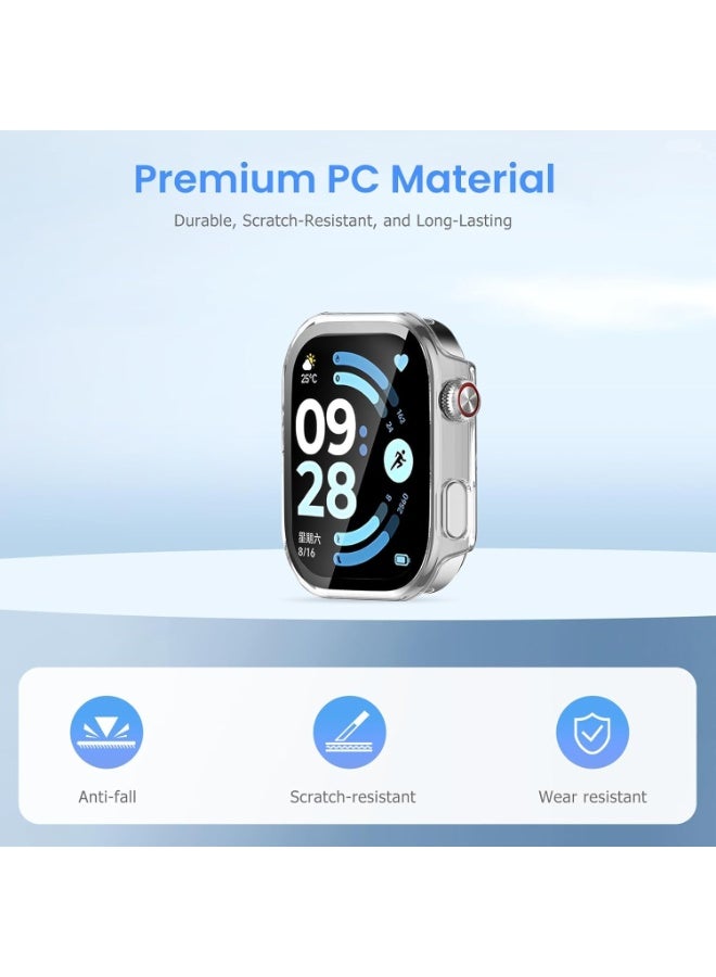 حالة مع حامي شاشة زجاجي مقلص متوافق مع Redmi Watch 6 (2025 صدر) ، غطاء كامل لحماية حاجات الكمبيوتر الشخصي الصلبة غطاء الوجه لـ Redmi Watch 6 (واضح) - Image 2
