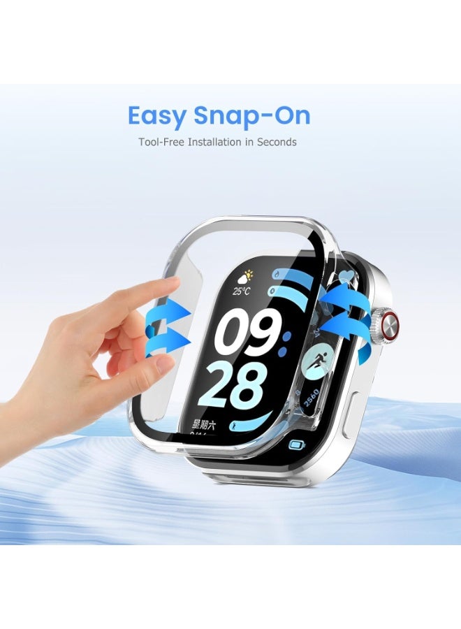 حالة مع حامي شاشة زجاجي مقلص متوافق مع Redmi Watch 6 (2025 صدر) ، غطاء كامل لحماية حاجات الكمبيوتر الشخصي الصلبة غطاء الوجه لـ Redmi Watch 6 (واضح) - Image 4