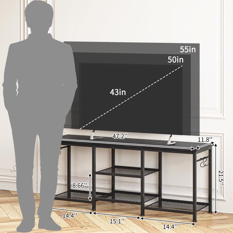 YGEOMER 55 Inch TV Stand for Bedroom, Entertainment Center for Living Room, Black - Image 2