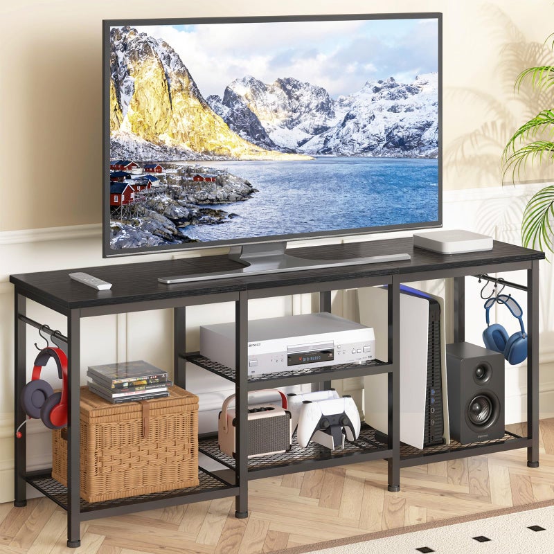 YGEOMER 55 Inch TV Stand for Bedroom, Entertainment Center for Living Room, Black - Image 1