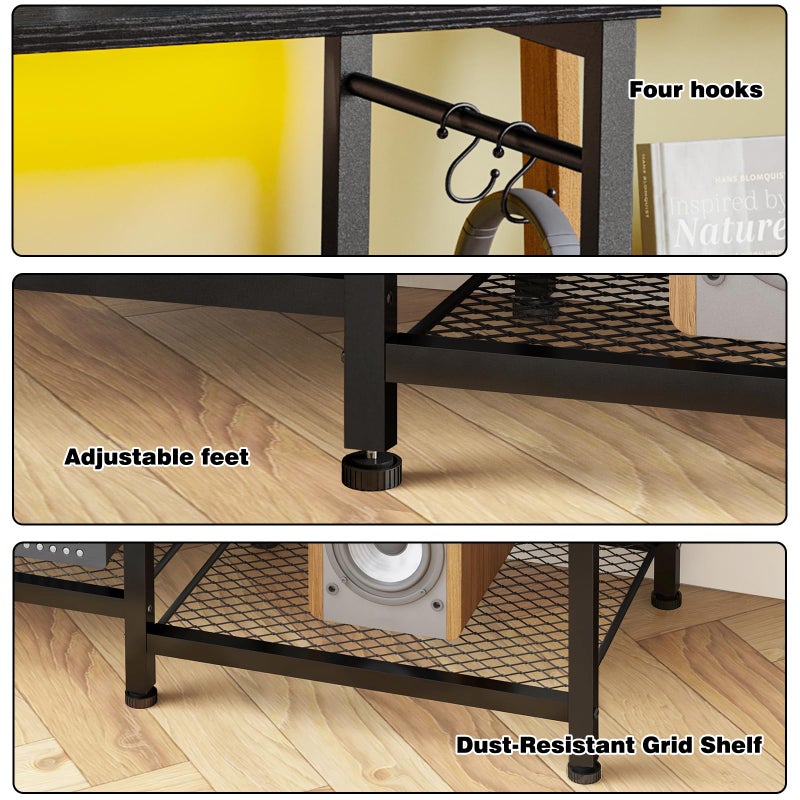 YGEOMER 55 Inch TV Stand for Bedroom, Entertainment Center for Living Room, Black - Image 3