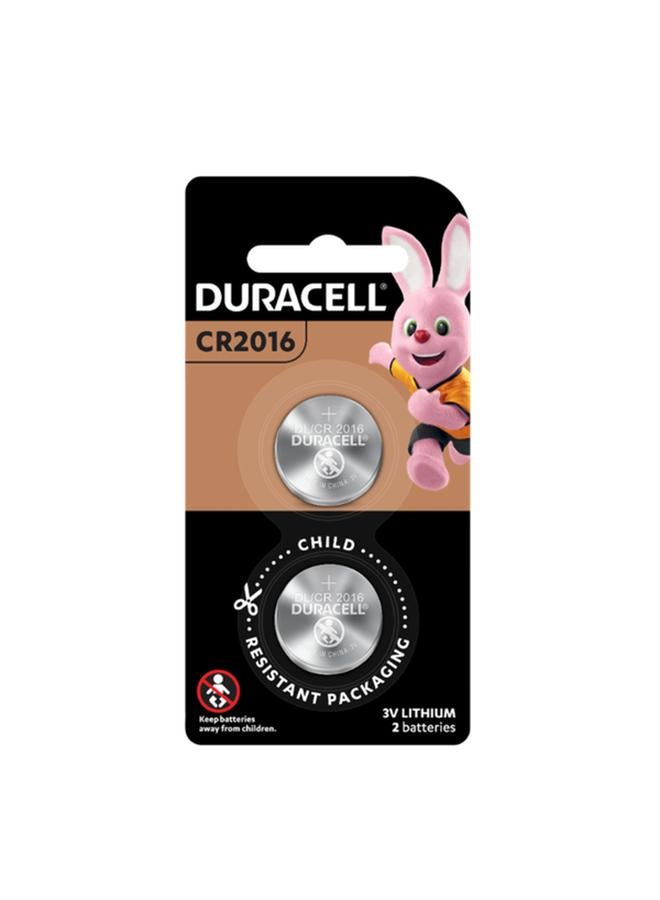 Duracell 2-Piece Child-Resistant Packaging CR2016 3V Lithium Coin Battery Silver 37243