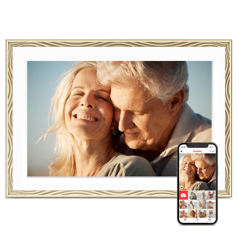 Pastigio Digital Picture Frame, 10.1'' Frameo Digital Frame Wifi, 32GB Memory, 1280*800 HD Touch Screen Digital Photo Frame, Wall Mountable, Share Instantly, Anniversary, Birthday Gifts for Women, Mom, Golden - Image 1
