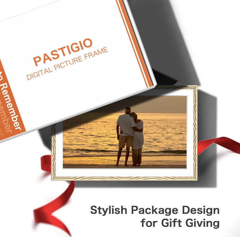 Pastigio Digital Picture Frame, 10.1'' Frameo Digital Frame Wifi, 32GB Memory, 1280*800 HD Touch Screen Digital Photo Frame, Wall Mountable, Share Instantly, Anniversary, Birthday Gifts for Women, Mom, Golden - Image 5