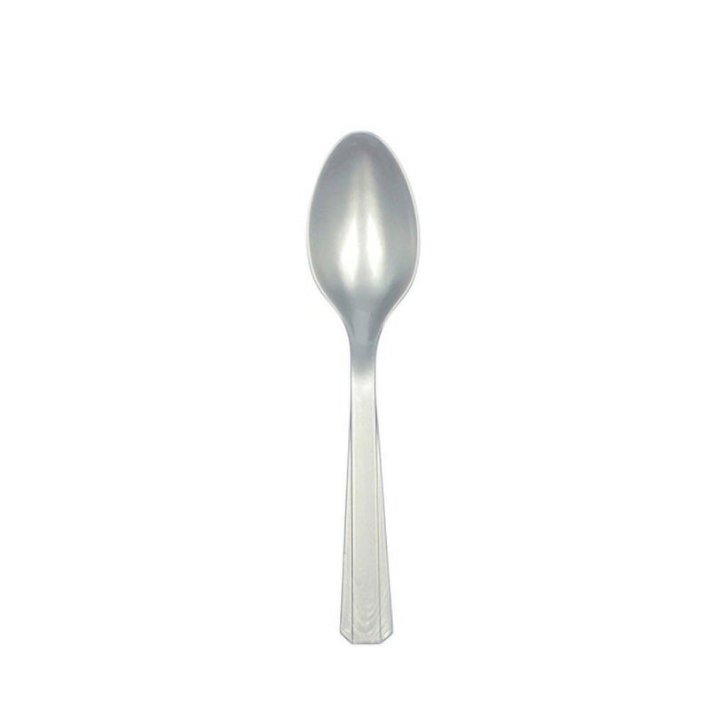 Amscan Vibrant Silver Plastic Spoons Pack Of 20  EcoFriendly Durable  Eyecatching Perfect For Parties  Events