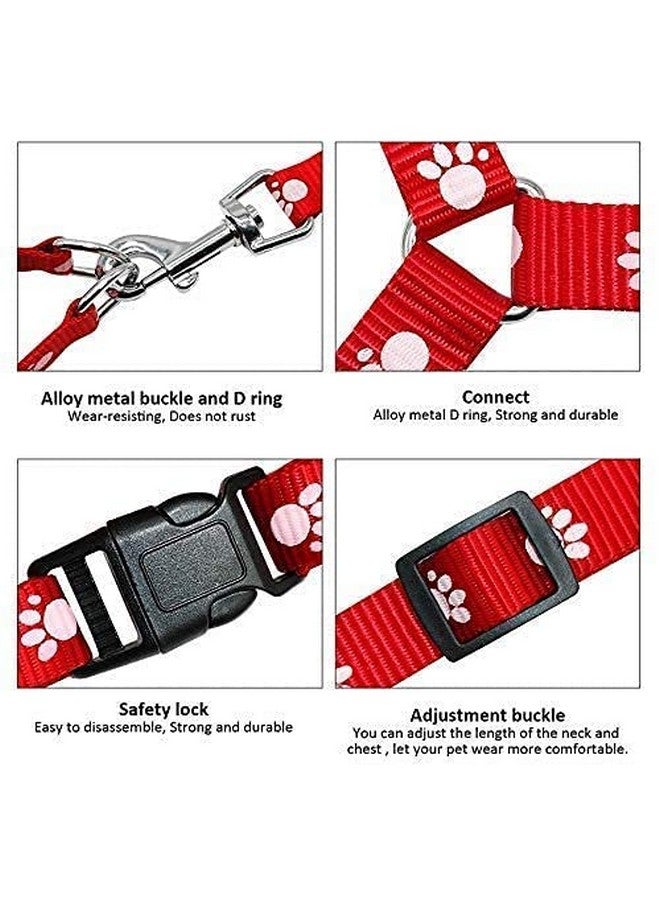 Dog Paw Print Adjustable Harness Leash And Collar Set For Small Dogs And Puppies (Color As Per Availability) - Image 4