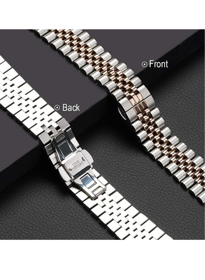 ELTRAZONE Compatible with Apple Watch Band 41mm 40mm 38mm, Stainless Steel Heavy Band with Butterfly Folding Clasp Link Bracelet for iWatch Series8/7/6/ SE Series 5/4/3/Men Women, - Image 4