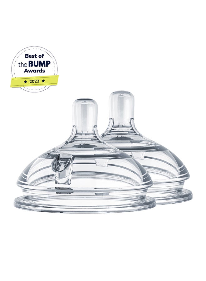 comotomo Natural Feel Baby Bottle 150 ML With Pack Of 2 Natural Teat Silicone Nipples, Y Shape Hole With Variable Flow, 6 Months + - Image 2